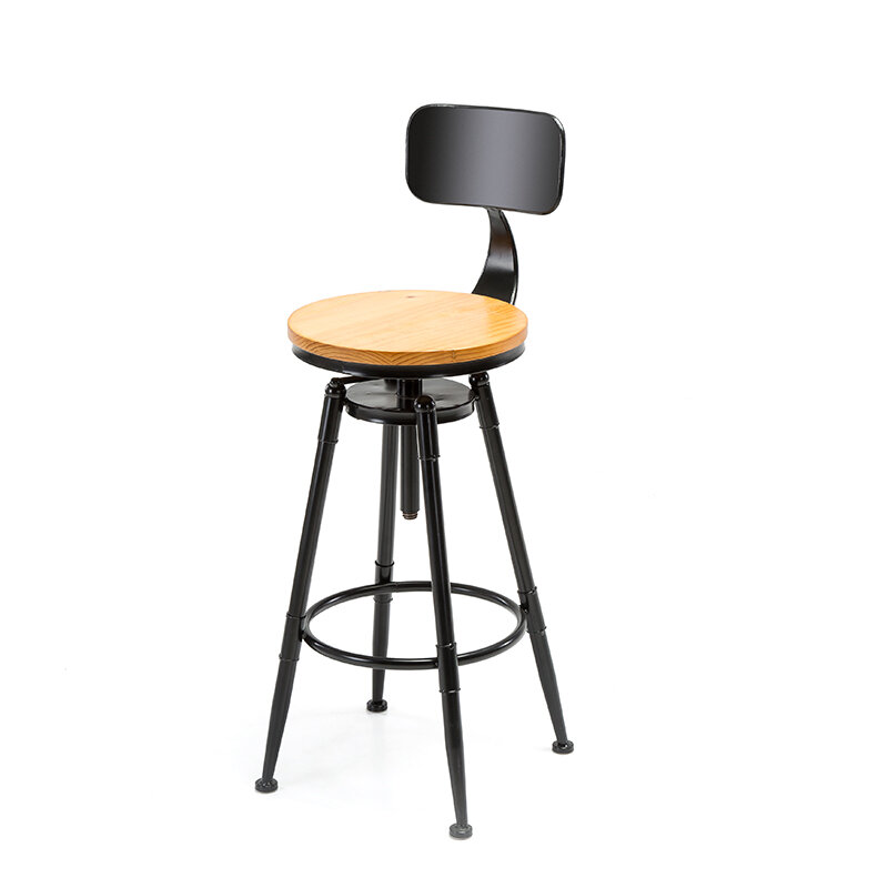 Регулируемый стул Ironwork из массива дерева, барный стул, барный стул, стул для ресторана, кафе, повседневный вращающийся стул для молочного чая и магазина