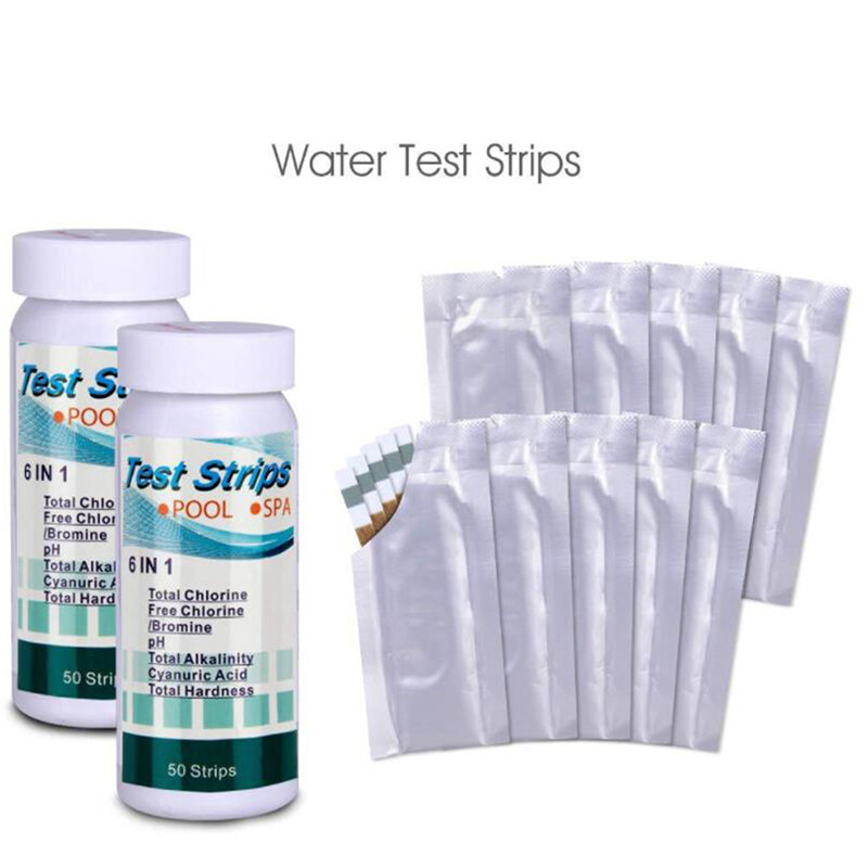 50 Stuks/Fles 6 In 1 Multifunctionele Chloor Ph Test Strips Spa Zwembad Water Tester Papier