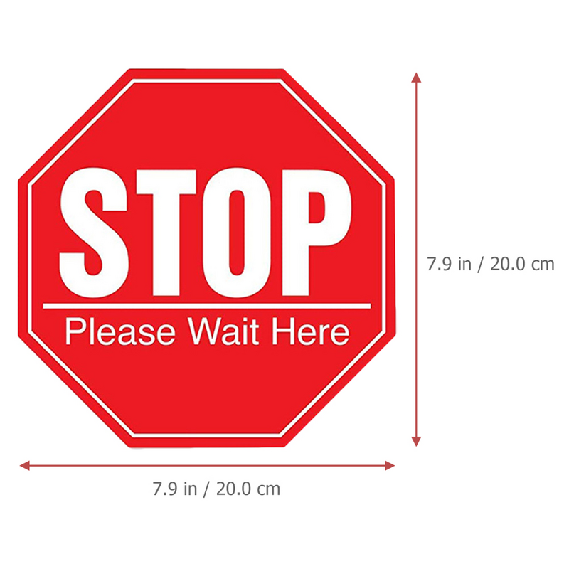 Calcomanías de prevención epidémica, calcomanías de pared, emblemas, marcador de distancia segura, Stop Please Wait Here