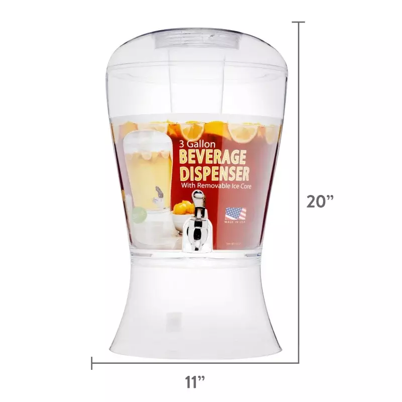 Creatively Designed Proucts  3 Gallon Clear Acrylic Beverage Dispenser With Ice Core