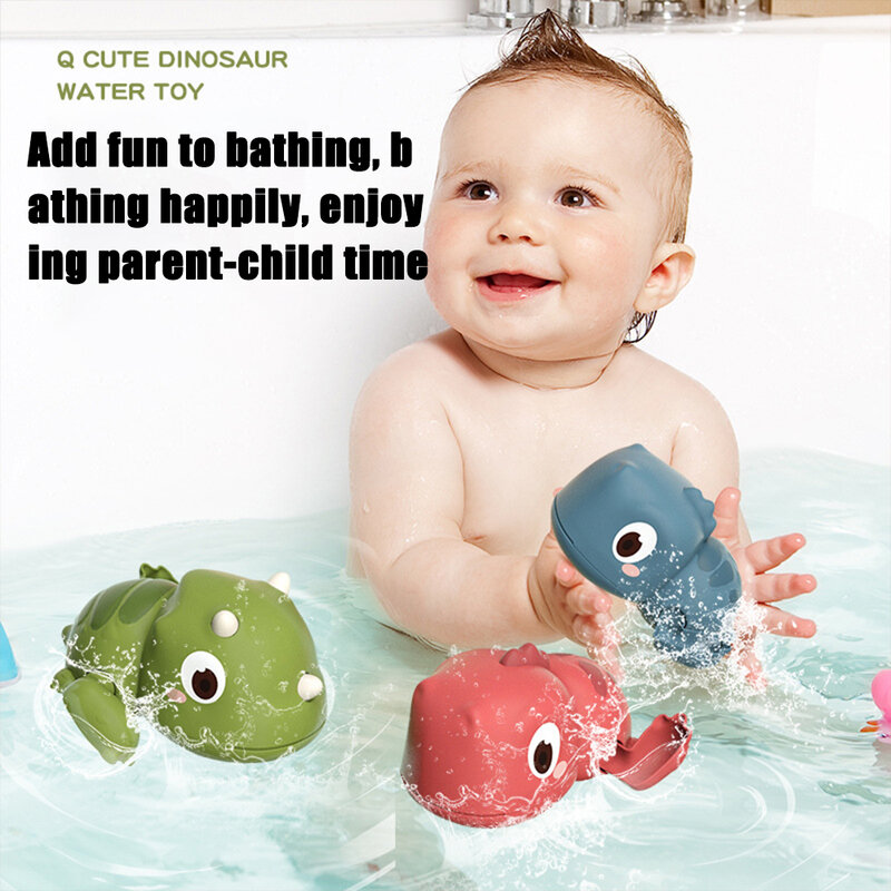 Baby Bathroom Bath Toys Cute Cartoon Dinosaur Floating Wind Up Water Swimming Toys For Children Gifts