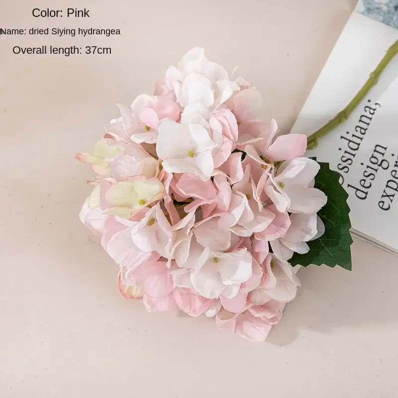 Mini Hortensia Artificiel à Branche Unique, Fausse Fleur, Bouquet de Mariage, Mur de Roses, Décoration de Maison, 37cm