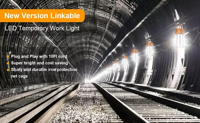 Luz LED de trabajo colgante para construcción, iluminación de sitio temporal al aire libre, 150W, 22500lm, 5000K, luz diurna portátil