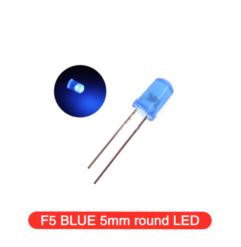 Diodo emissor de luz 5 cores f5 5mm redondo led sortimento kit ultra brilhante difundido verde/amarelo/azul/branco/vermelho 100 pcs/peça