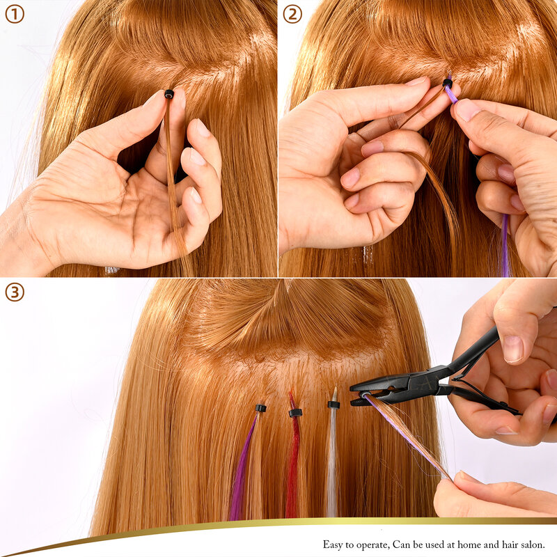 Hair Extension Pliers Kit Tan Color Pliers Tool Opener Plier Hair Loop Tool Metal Hair Clip Scissor C Type Needle for Hair
