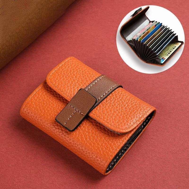 Solid Color PU Leather Women Multi-card Slot Credit Card Holder Business ID Card Case Wallet With Coin Pocket Driver License