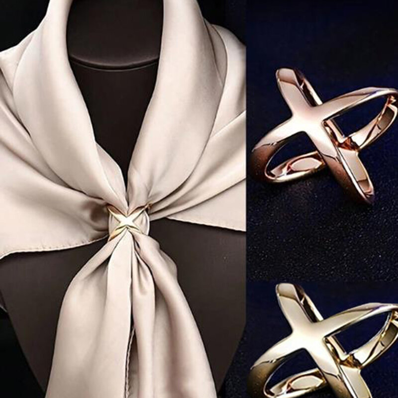 Injplanchers f-Broches en métal en forme de X pour femmes, écharpes à nœud creux, support de châles, bijoux, accessoires vestisens, clip, nouveau