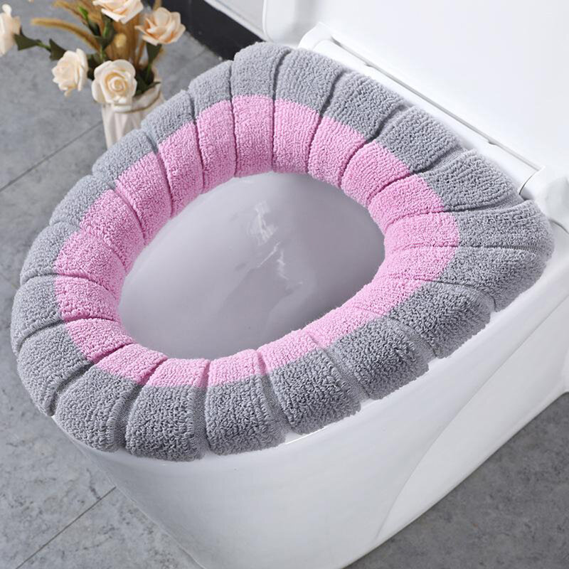 Keset Toilet, penutup kursi Toilet lembut dapat dicuci tebal merenggang untuk Toilet bentuk O/U/V tersedia dalam berbagai warna