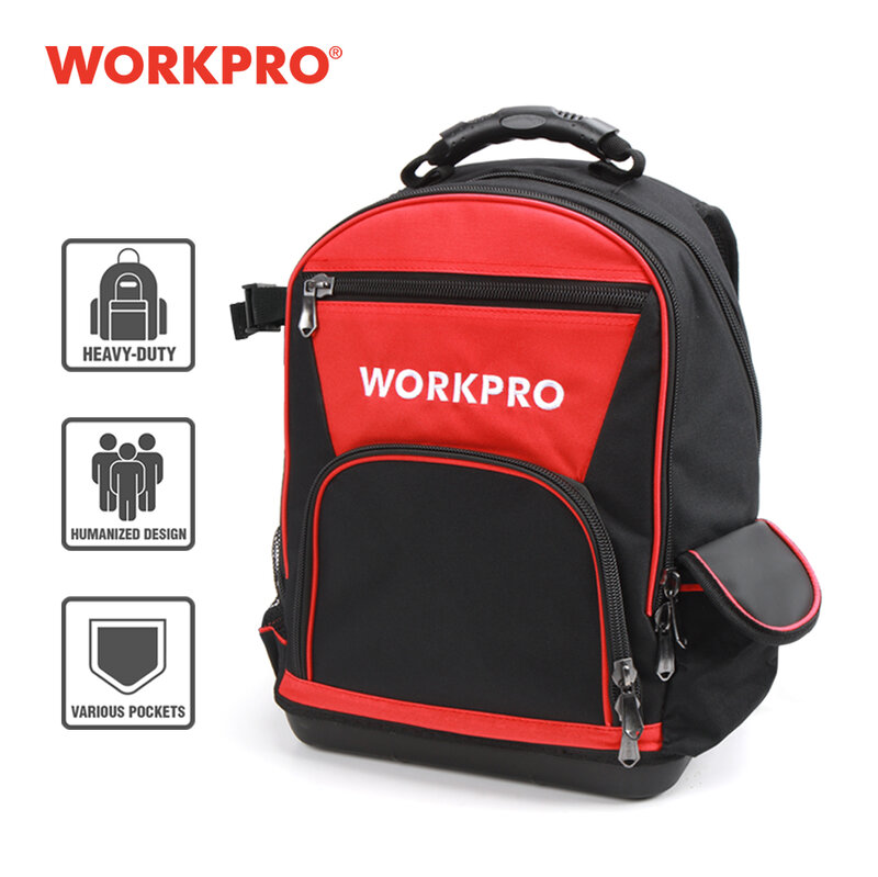 WORKPRO-Bolsa de herramientas impermeable, mochila de almacenamiento, bolso multifunción de 17 pulgadas