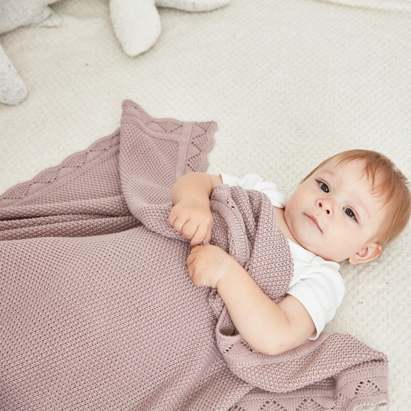 Selimut bayi baru lahir 80*100cm rajutan bayi anak laki-laki perempuan Ultra lembut katun kain kasa bungkus barang selimut balita