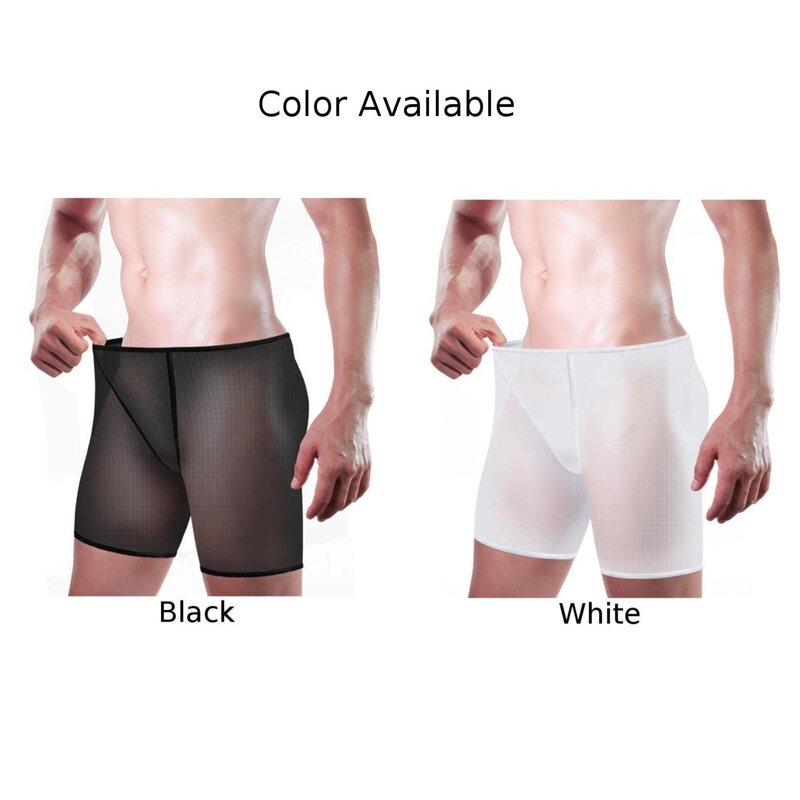 Sexy Men Mesh Translucent Boxer Shorts U Convex Pouch Lingerie Briefs Ultra Thin Bikini Soft Underwear Thin Breathable Panties