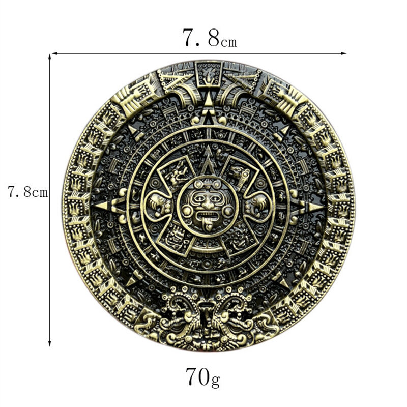 Boucle de ceinture en pierre de calendrier solaire aztèque, cartouches