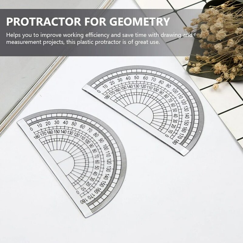 Transportador de geometría de 10 piezas, papelería pequeña, herramientas de medición de ángulo de 180 grados, suministros de precisión para estudiantes