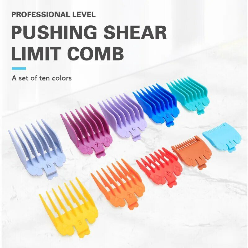 Universal Hair Clipper Limit Comb, Guide Attachment Set, Acessórios Profissionais Aparador de Pêlos Elétricos, 1.5mm-25mm, 10Pcs