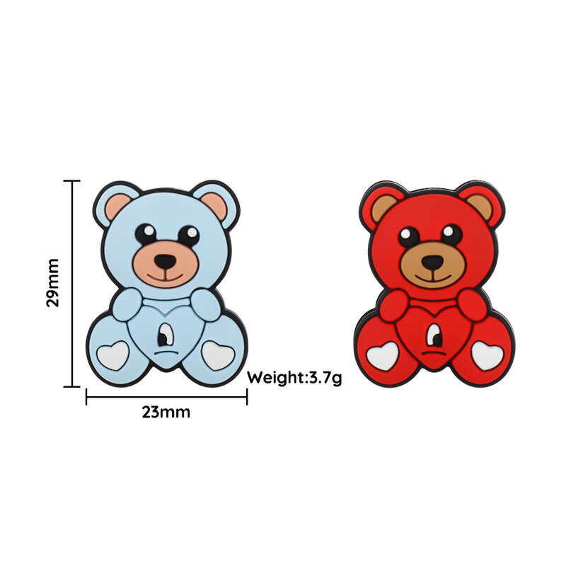 5/10pcs Silicone Beads Cute Cartoon Love Bear Holder Pacifier Chain Accessories DIY Chewable Teething Toys Free BPA