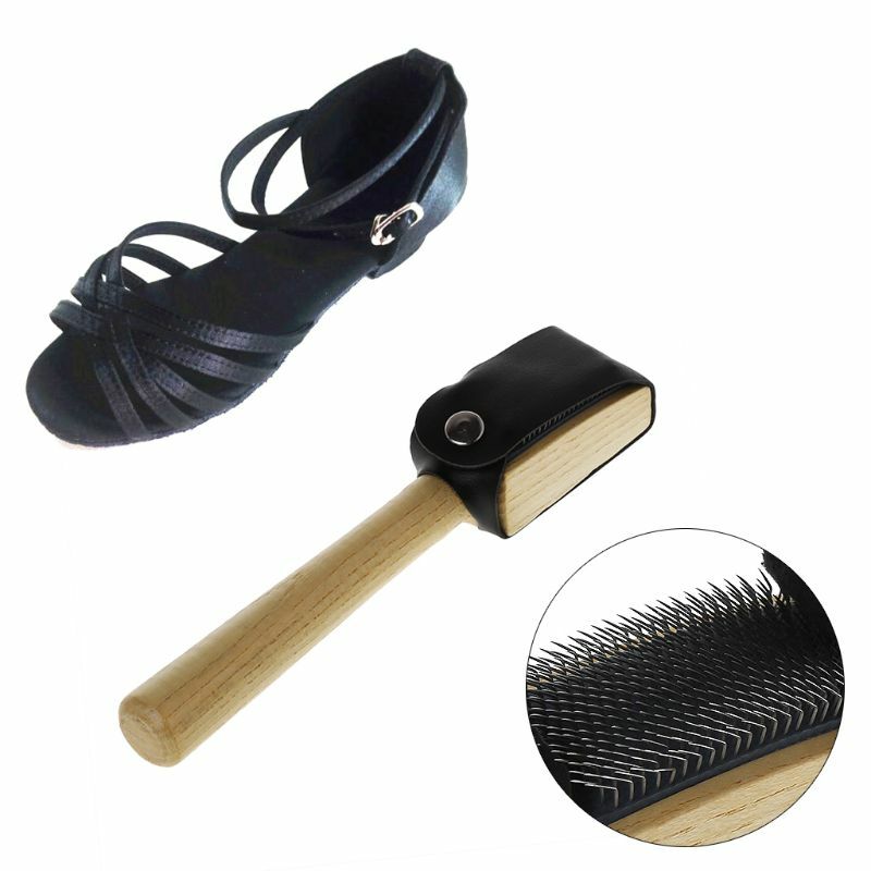 Spazzole per pulizia scarpe da ballo per latina, suole in pelle scamosciata con manico in legno