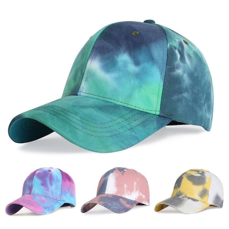 Trendy Tie Dyed Baseball Hat Unisex Adjustable Cotton Dad Hat Sun Protection Sport Hats Snapback Hat