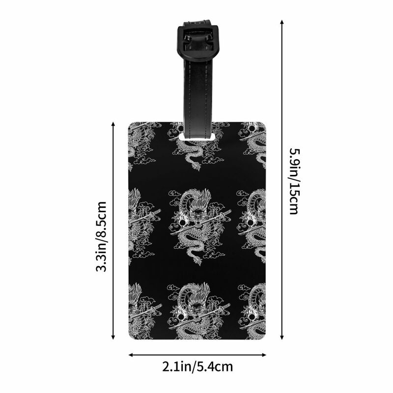 Custom Chinese Dragon Luggage Tags Custom Japanese Oriental Mythical Baggage Tags Privacy Cover ID Label