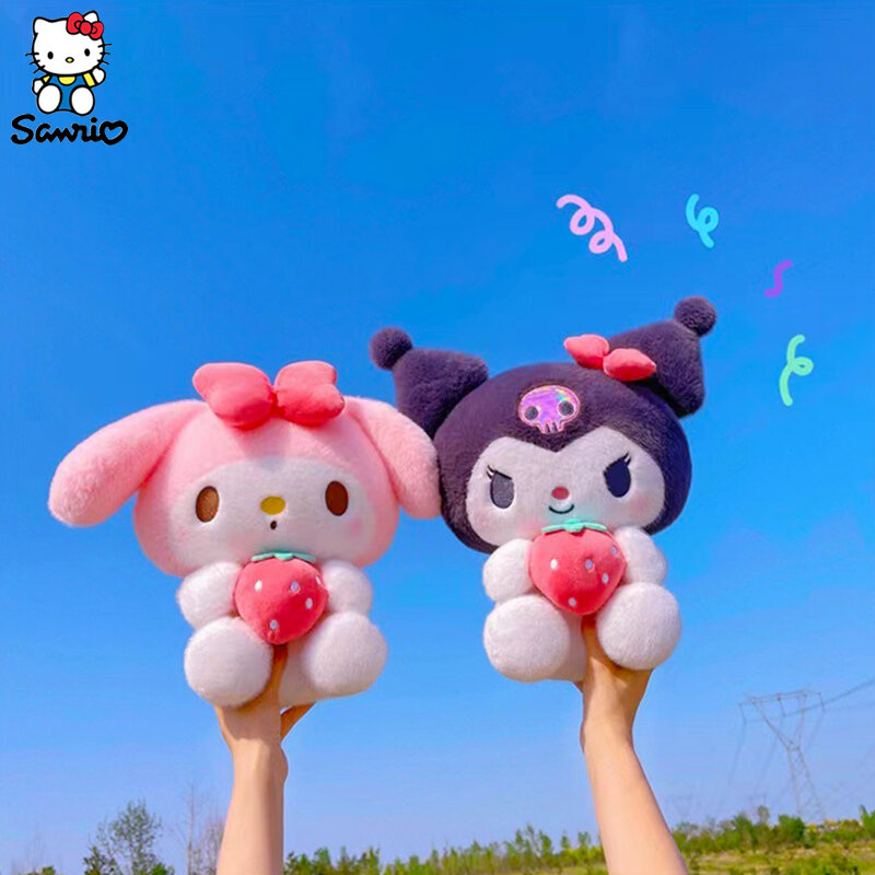 Juguetes de peluche Kawaii Sanrio, muñecos de dibujos animados Kuromi My Melody, Serie de fresas, figura de peluches, muñeca Linda para niños, regalos de cumpleaños