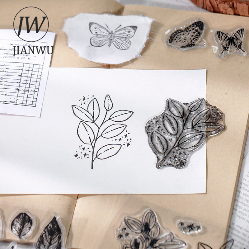 JIANWU Minimalistischen Schwarz Weiß Transparent Stempel Kreative Retro Scrapbooking Journal Dekoration Silikon Dichtung Schreibwaren Liefert