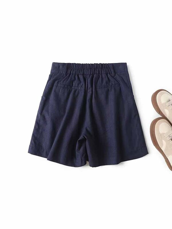 Pantalones cortos plisados para Mujer, Shorts informales, rectos, Vintage, de cintura alta, con cremallera, 2023