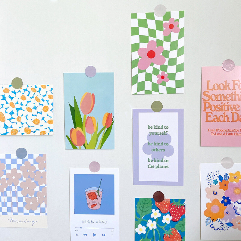 Ins cartoline colorate di fiori di tulipano cartoline Decorative carine puntelli fotografici sfondo fai da te decorazioni per la casa biglietto di auguri per studenti 30 fogli
