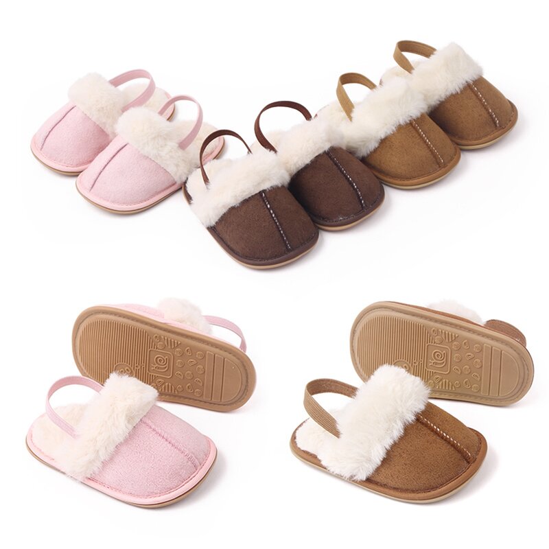 Winter Fluffy Baby Slides Slippers Soft Plush Warm Non Slip House Shoes Toddlers Boys Girls Indoor Slippers
