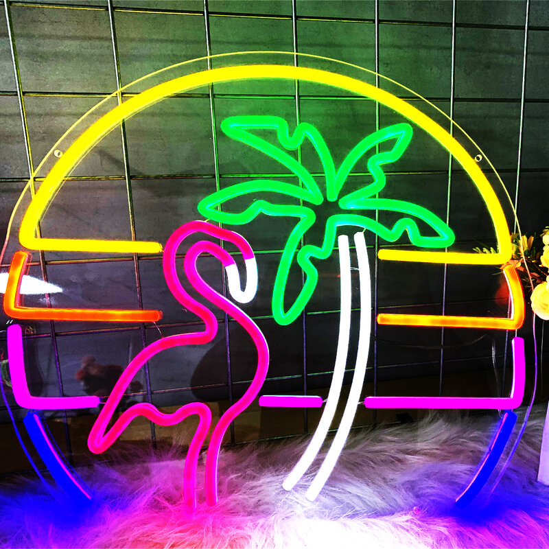 Flamingo party neon can be customized colored LED neon for KTV restaurant bar party, custom-made for your own party