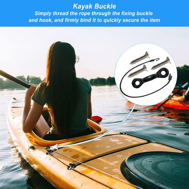 Kit de amarre para canoa, Hardware de fijación portátil negro con tornillos de hebilla en C, gancho, cuerda, accesorios para Kayak
