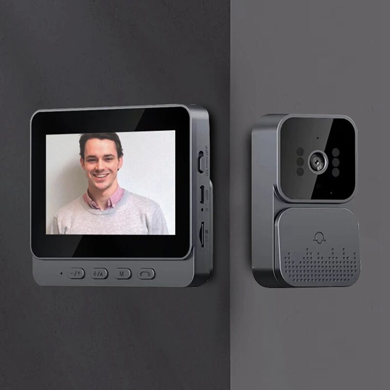 TTKK bel pintu Video nirkabel, kamera bel pintu 1080P layar IPS 4.3 inci 2.4G untuk vila rumah