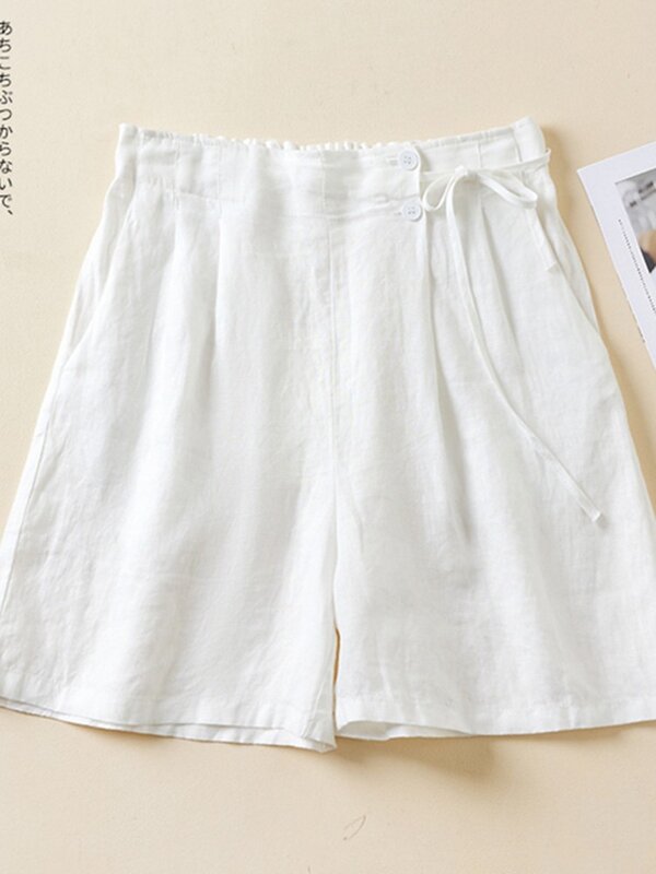 Women Casual Short Pants New Arrival 2023 Summer Vintage Style Solid Color Loose Comfortable Female Cotton Linen Shorts B2438