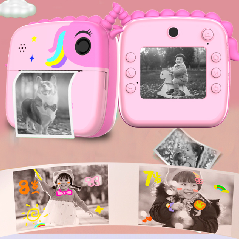 Aparat fotograficzny dla dzieci z natychmiastowym drukowaniem zabawki z kreskówek 1080P HD Mini termiczna drukarka papierowa kamery cyfrowe dla chłopców prezenty dla dziewcząt
