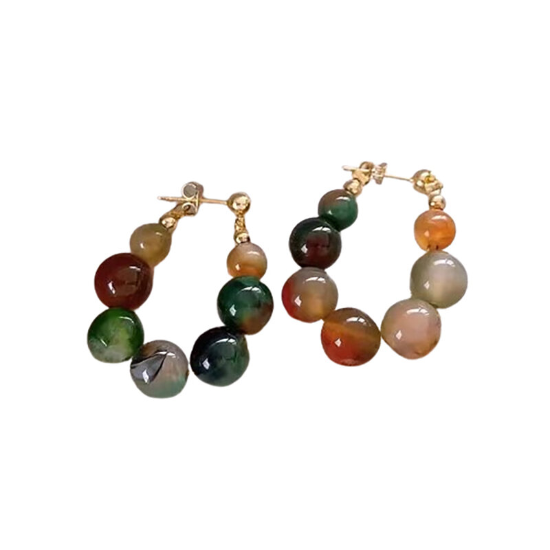Женские многофункциональные серьги-кольца, нестандартные Разноцветные серьги с бисером в стиле ретро, 1 пара