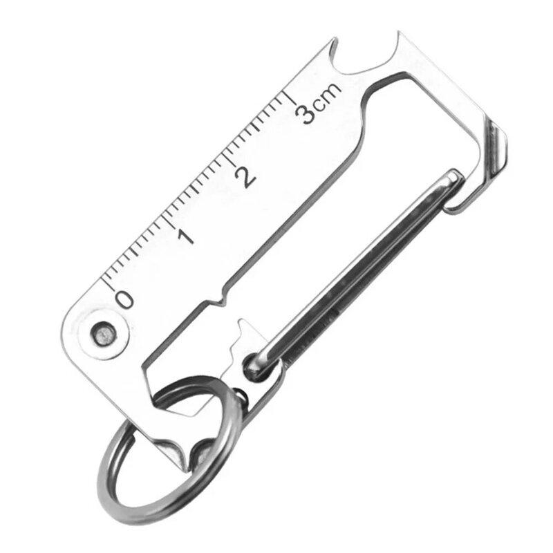 Multifunctional Keychain Camping Bottle Opener Ruler Outdoor Carry Tool Stainless Steel Keychain Gifts Accessories
