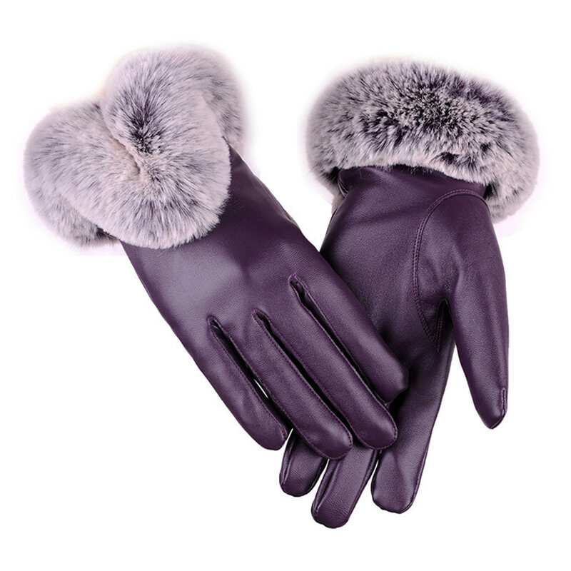 High-End Sheepskin Mink Gloves Leather Rex Rabbit Fur Gloves Women's Winter Driving Riding Touch Screen Gloves Genuine New 2023
