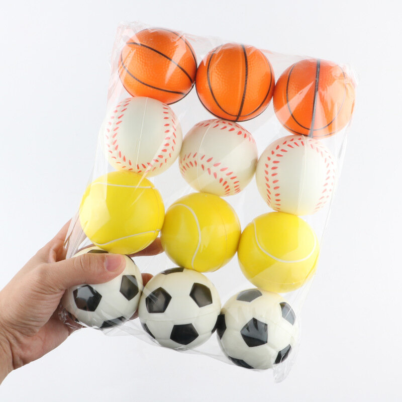 子供のための抗ストレスフォームボール,サッカー,バスケットボール,野球,テニス,おもちゃ,泡,抗ストレス,63mm, 3個