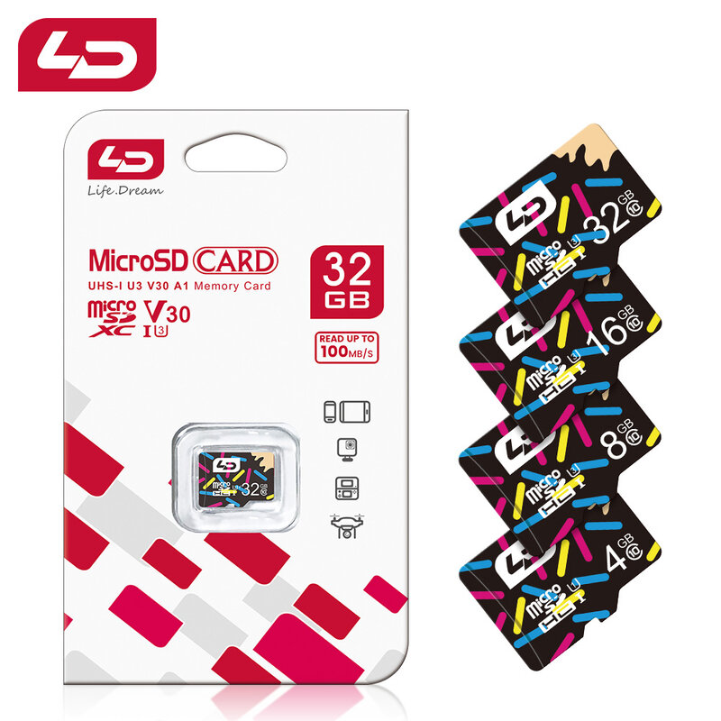 LD 울트라 마이크로 SD 카드, 클래스 10 A1 메모리 카드, 256GB, 4GB, 8GB, 32GB, 512GB 플래시 SD/TF 카드, 128GB, 64GB, 16GB