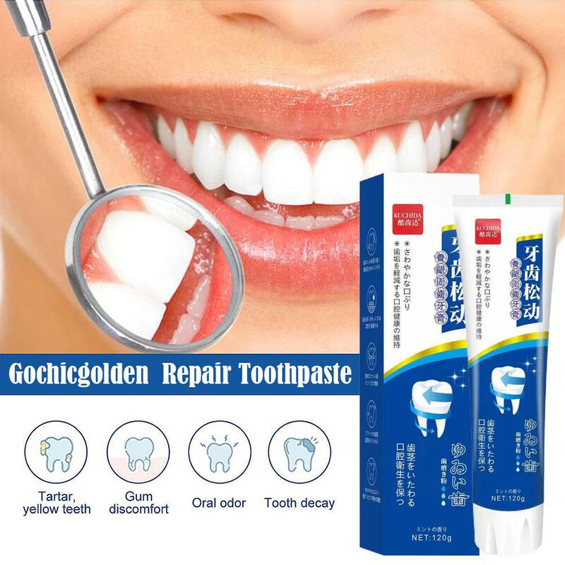 Pasta de dientes blanqueadora, reparación rápida de cavidades, eliminación de manchas de placa, reparación de aliento fresco, producto para el cuidado de los dientes, 120g