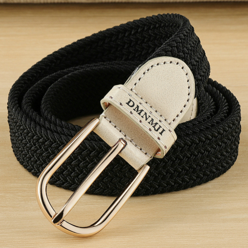 Cinturón trenzado elástico para mujer, hebilla de alfiler de aleación informal, cinturón decorativo de lona para estudiante, nuevo estilo