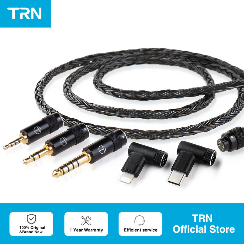 TRN T2 Pro16 코어 이어폰, 은도금 HIFI 업그레이드 케이블, 2.5, 3.5, 4.4, C타입, 조명, QDC // MMCX, 0.75, 0.78 MT4 TA4 MT1MAX