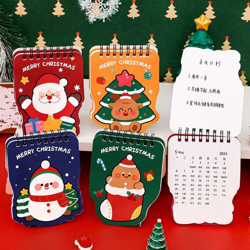 Calendrier de Noël créatif de dessin animé, mini artisanat en papier, forme spéciale, calendrier de bureau mignon, cadeau de Noël, 2024