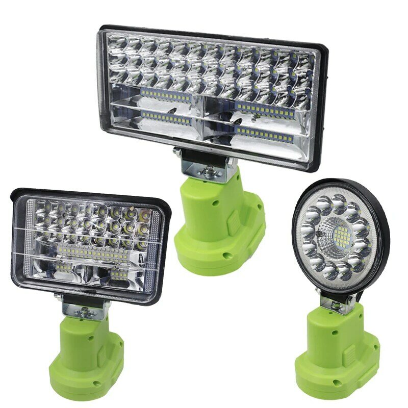 Led alarme luzes de trabalho lanterna elétrica tocha spotlight lâmpada do carro para ryobi 14.4v 18v lítio níquel um + bateria p108 p104