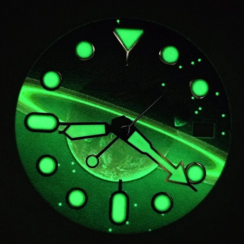 Tarcza NH35 28,5 mm Tarcza zegarka S Tarcza Gwiaździste niebo Kosmiczna zielona świecąca tarcza do zegarków z mechanizmem NH35 / NH36 Akcesoria