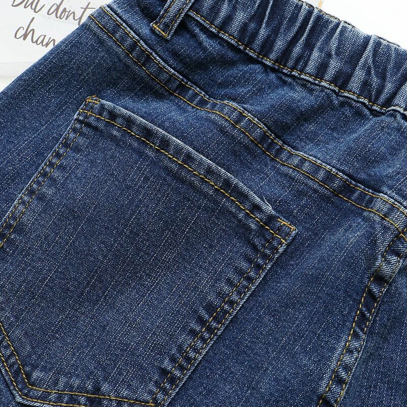 Celana panjang Jeans wanita, celana Harem Denim pinggang tinggi regang dengan kantong berlabel kasual musim gugur 2023