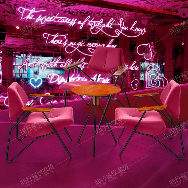 Nuovo stile cinese straordinario magenta in stile cinese popolare color bar milk tea shop coffee shop combinazione tavolo e sedia