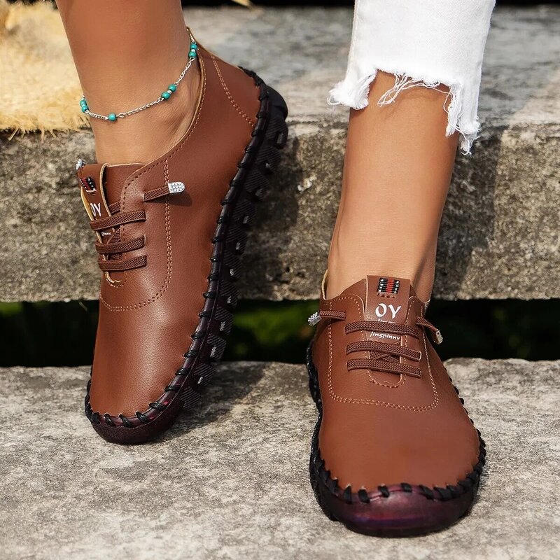 Женские повседневные Мокасины на платформе, кожаные туфли на шнуровке, без застежки, для мамы, весна 2022