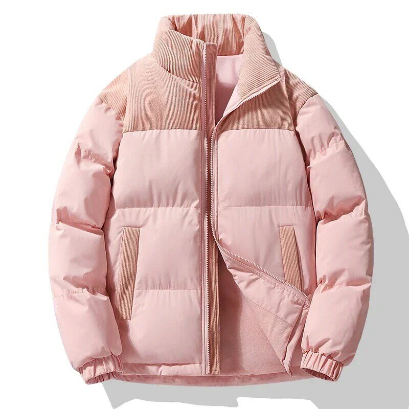 Jaqueta de algodão grande tamanho masculino, Parkas de veludo colorido quente casual, jaquetas acolchoadas masculinas, roupas da moda, inverno