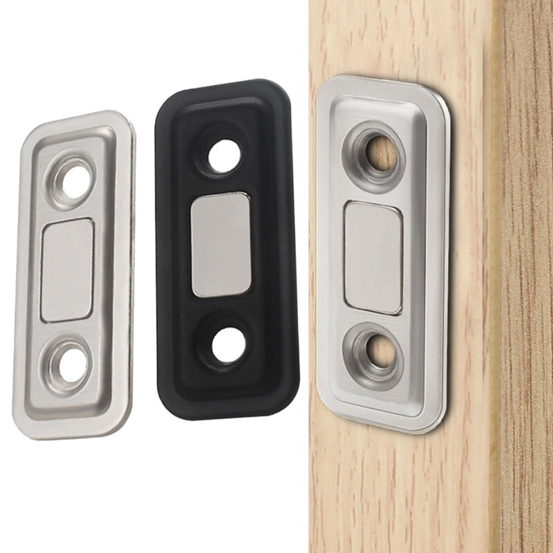 Captura de puerta magnética para armario, accesorios de Hardware para muebles, Tope de puerta magnético negro/plateado