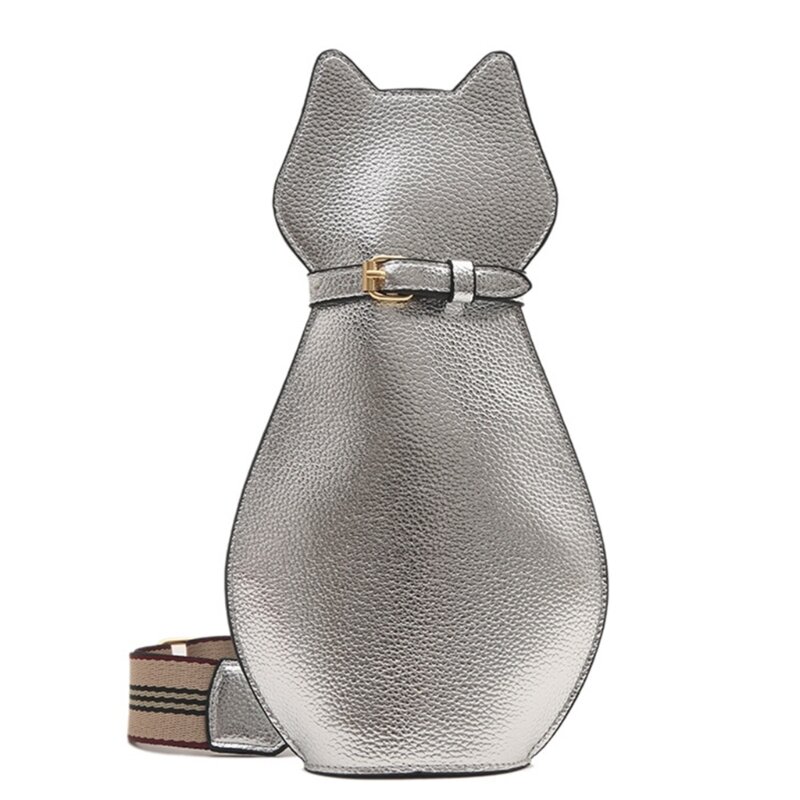 Bolsa transversal portátil formato gato, bolsa ombro para entusiastas gatos