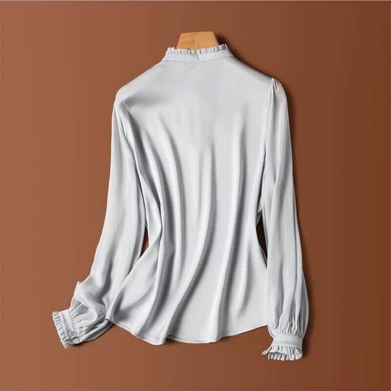 YCMYUNYAN-Camisa de satén de manga larga para mujer, blusas de seda vintage, ropa de verano, Tops de moda sueltos, nuevo
